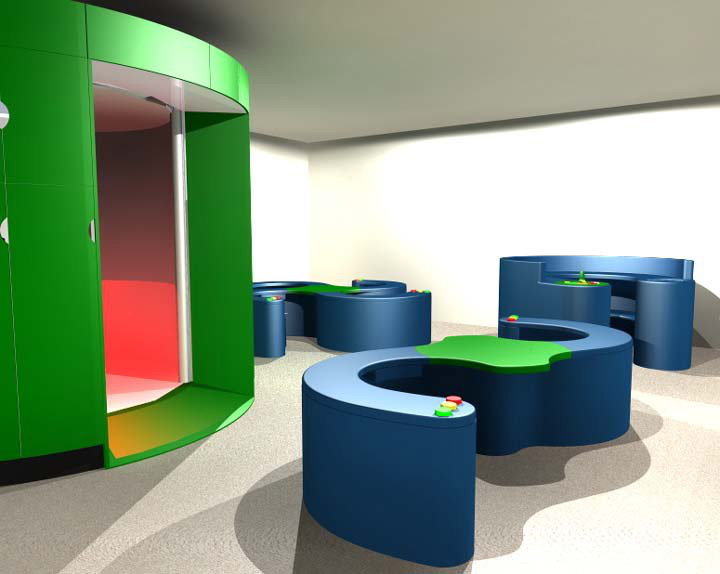 An artist's rendering of a Leca-designed space